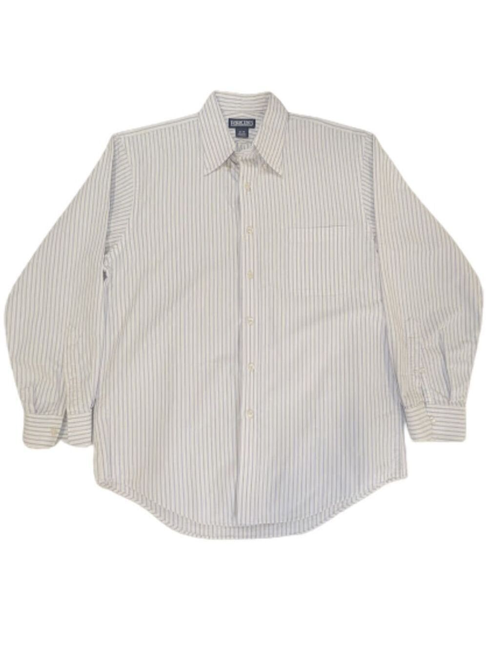 Lands' End Striped Button Down Shirt Blue White Old Money Coastal Classic 16-33